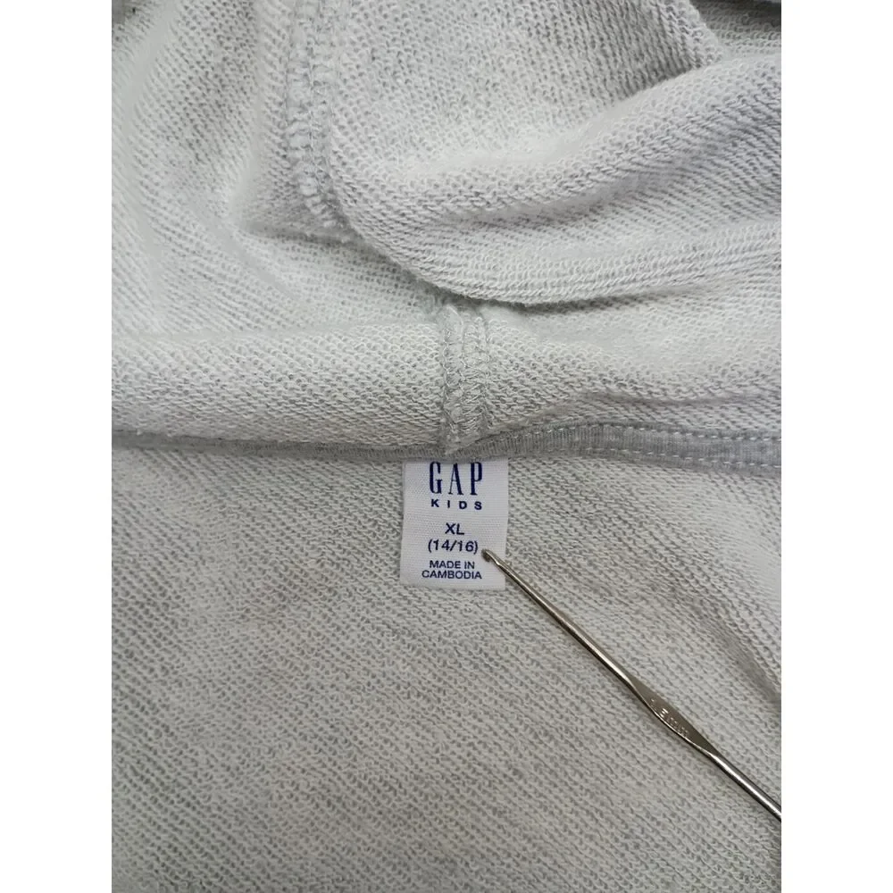Gap Kids Original Hooded Sweatshirt Youth Sz 14/16 Grey Zip Front Long Sleeve